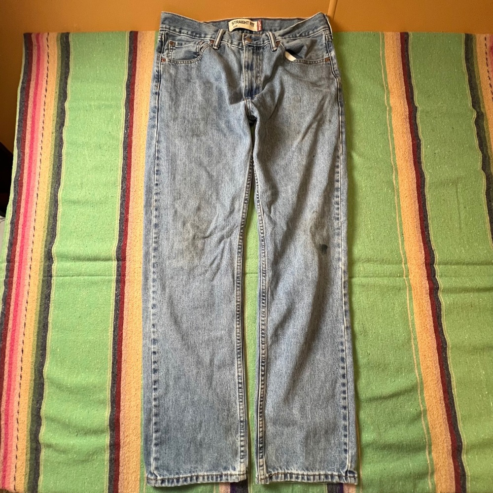 Levi's 505 Jeans Mens 33x32 Light Wash Blue Straight Fit Denim Pants 00505-4891
